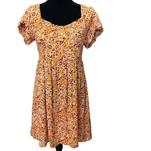 New ~ LUNA CHIX ~ Floral Print Smocked Back Mini Dress Size S